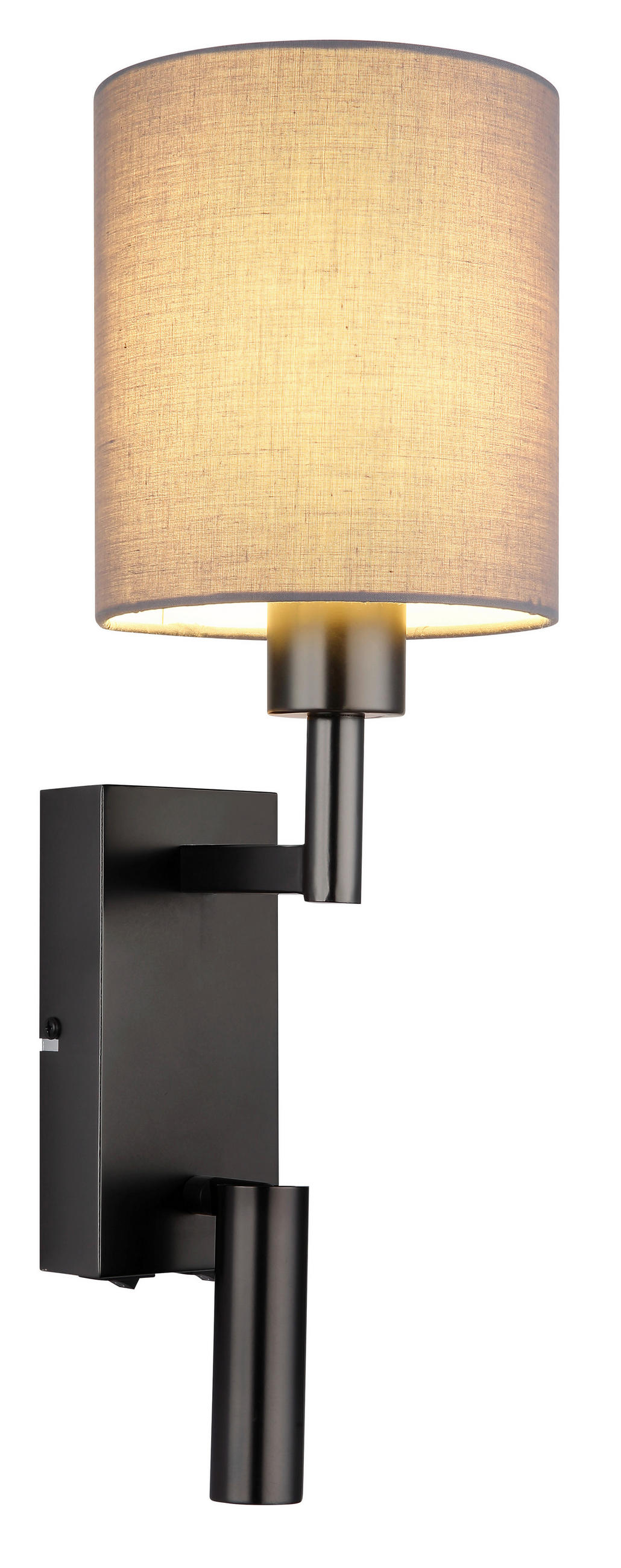 LED-WANDLEUCHTE 15/45,5 cm   - Schwarzchrom/Grau, KONVENTIONELL, Textil/Metall (15/45,5cm) - Globo