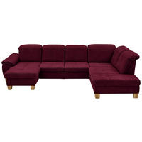 WOHNLANDSCHAFT in Mikrofaser Bordeaux  - Wildeiche/Bordeaux, Konventionell, Holz/Textil (185/343/243cm) - Voleo