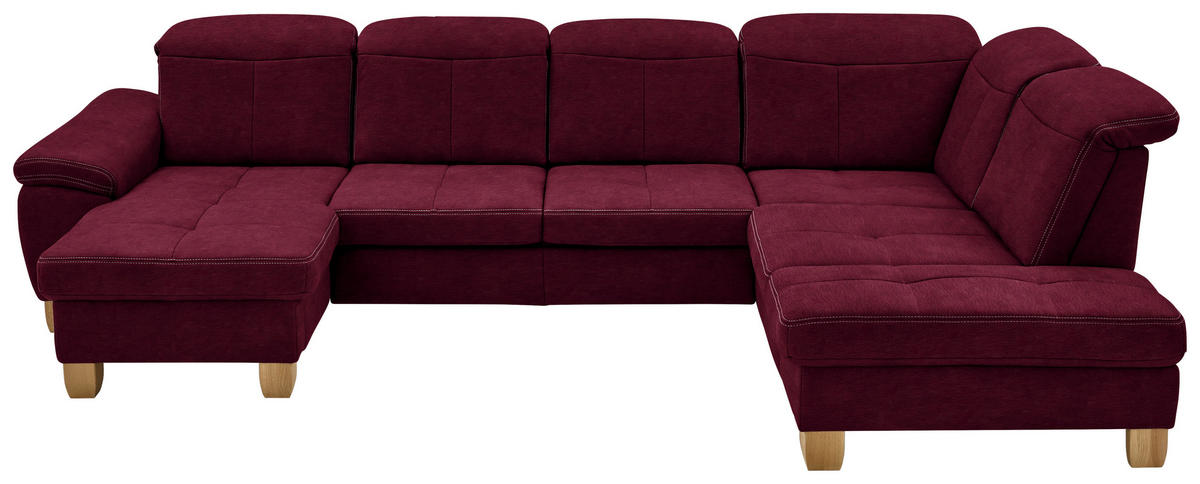 WOHNLANDSCHAFT in Mikrofaser Bordeaux  - Wildeiche/Bordeaux, Konventionell, Holz/Textil (185/343/243cm) - Voleo