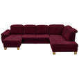WOHNLANDSCHAFT in Mikrofaser Bordeaux  - Wildeiche/Bordeaux, KONVENTIONELL, Holz/Textil (185/343/243cm) - Voleo