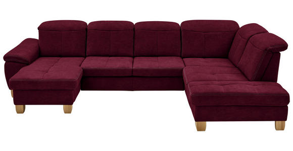 WOHNLANDSCHAFT in Mikrofaser Bordeaux  - Wildeiche/Bordeaux, KONVENTIONELL, Holz/Textil (185/343/243cm) - Voleo