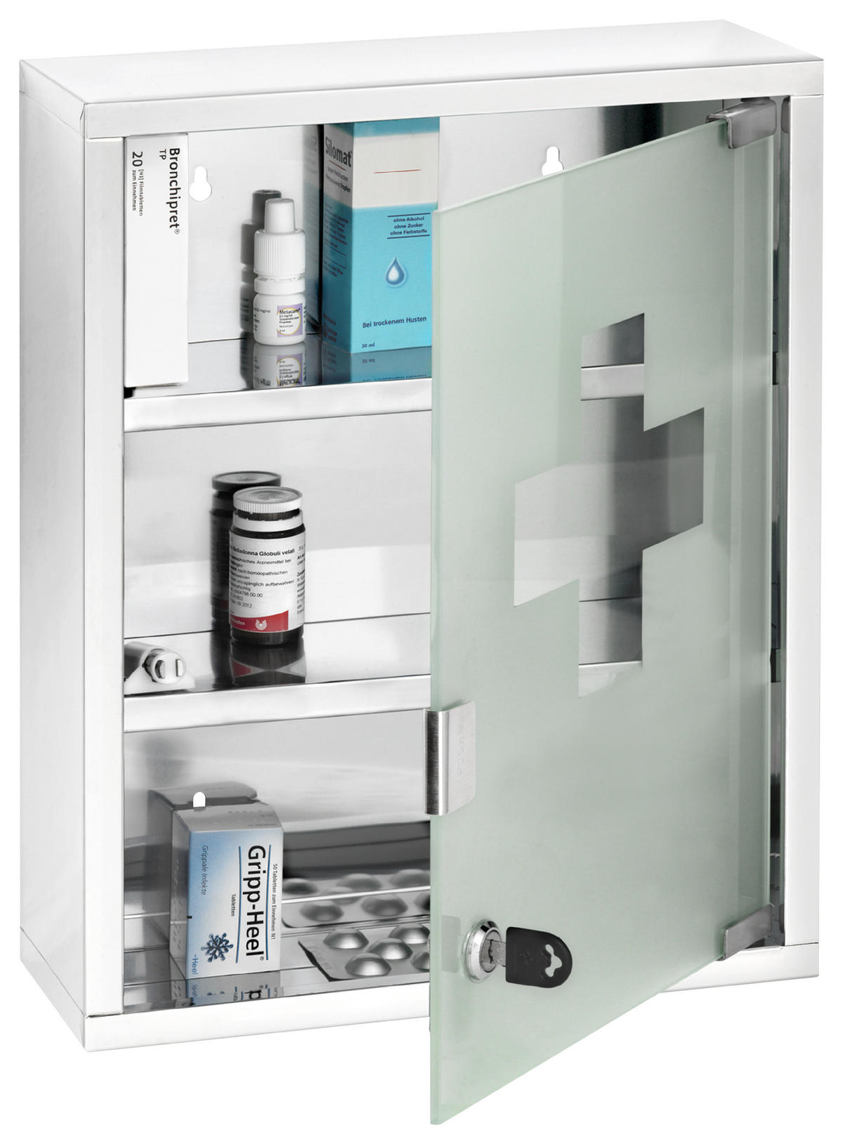 MEDIZINSCHRANK 30/40/12 cm  - Edelstahlfarben, Basics, Glas/Metall (30/40/12cm) - Wenko