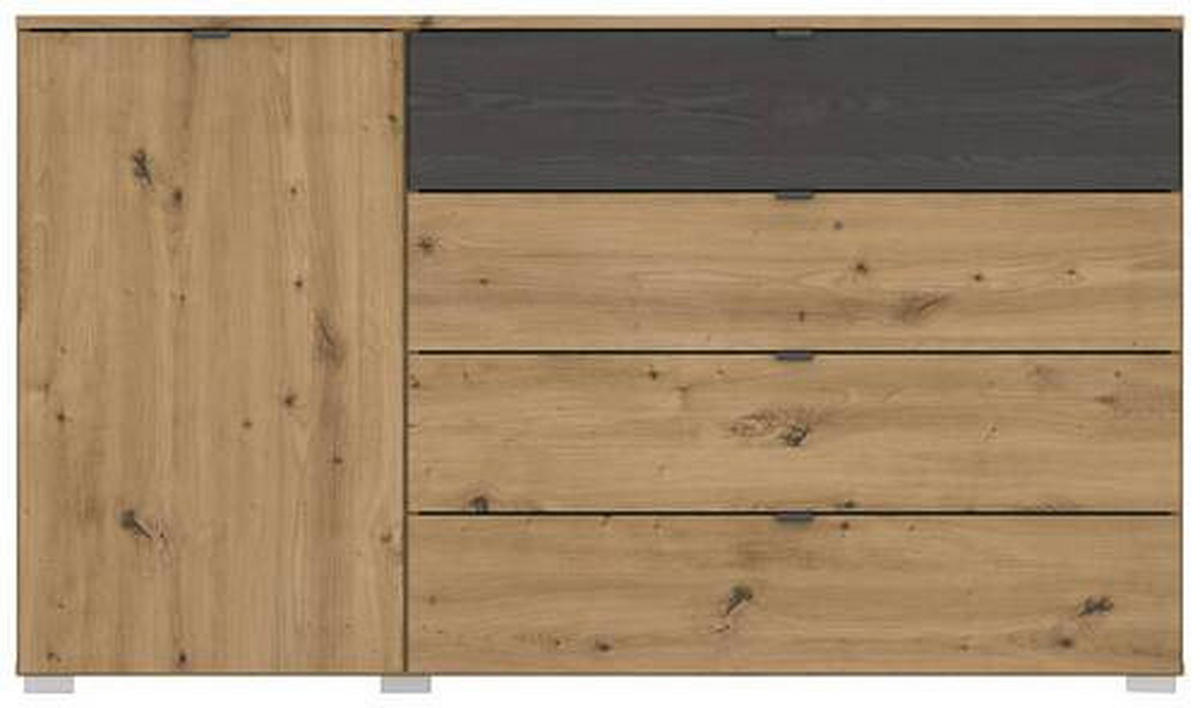 KOMÓD 140/81/42 cm  - fekete/alumínium színű, Modern, műanyag/faalapú anyag (140/81/42cm) - Rauch Möbel