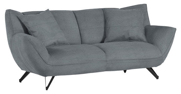 3-SITZER-SOFA in Feincord Dunkelgrau  - Dunkelgrau/Schwarz, Design, Textil/Metall (203/90/95cm) - Carryhome