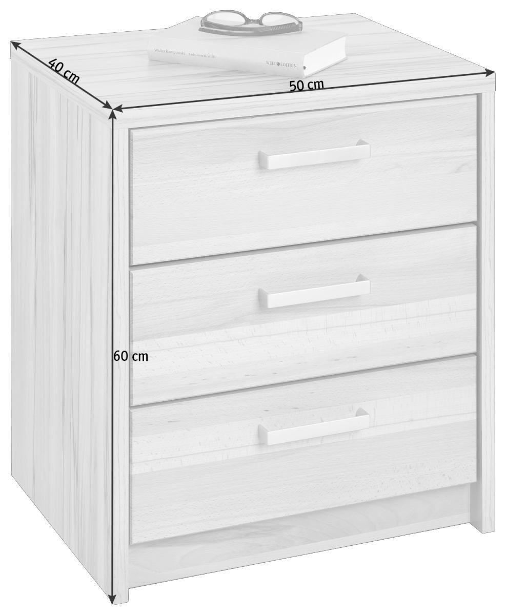 NACHTTISCH 50/60/40 cm  in Kernbuche Buchefarben  - Buchefarben/Nickelfarben, Natur, Holz/Metall (50/60/40cm) - Linea Natura