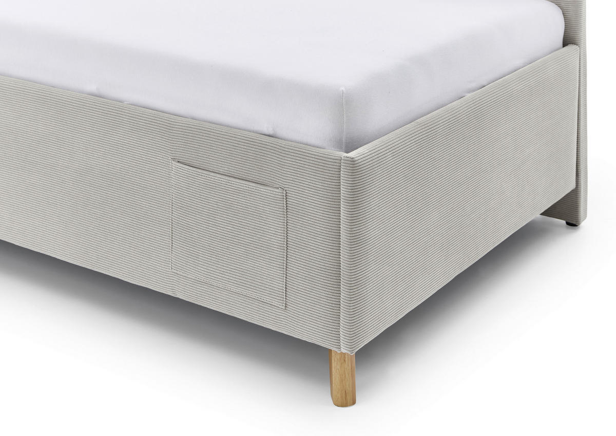 POLSTERLIEGE in Cord Beige  - Eichefarben/Beige, Konventionell, Holz/Textil (90/200cm) - Stylife