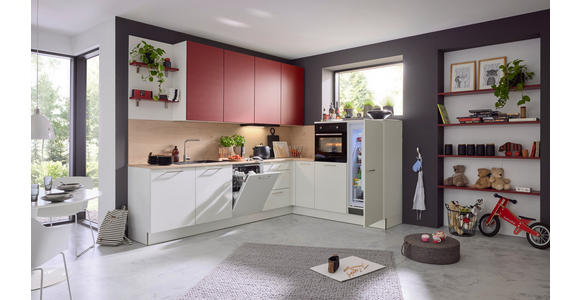 EINBAUKÜCHE - Eichefarben/Rot, Design, Holzwerkstoff - Dieter Knoll