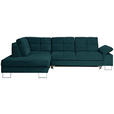 ECKSOFA in Flachgewebe Petrol  - Petrol, Design, Textil/Metall (229/296cm) - Novel