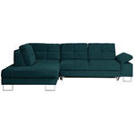 ECKSOFA inkl.Funktionen Petrol Flachgewebe  - Petrol, Design, Textil/Metall (229/296cm) - Novel