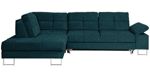 ECKSOFA in Flachgewebe Petrol  - Petrol, Design, Textil/Metall (229/296cm) - Novel