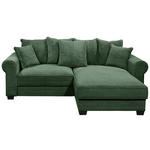 ECKSOFA Dunkelgrün Cord  - Dunkelgrün/Schwarz, KONVENTIONELL, Kunststoff/Textil (255/185cm) - Hom`in