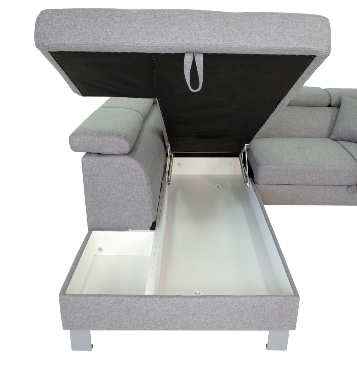 ECKSOFA in Webstoff Hellgrau  - Silberfarben/Hellgrau, Design, Textil/Metall (226/257cm) - Xora
