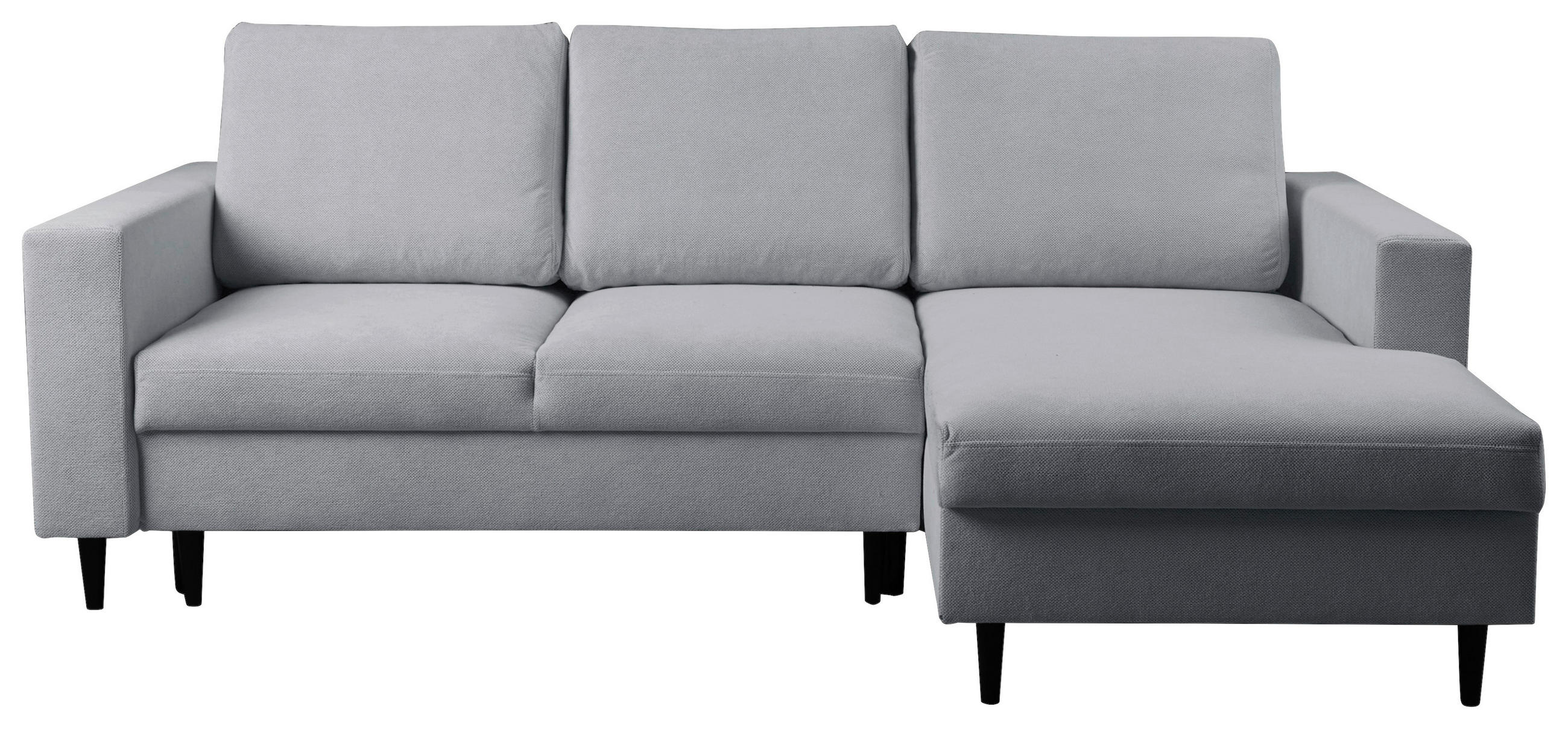 ECKSOFA Hellgrau Struktur  - Hellgrau/Schwarz, MODERN, Holz/Kunststoff (230/145cm) - MID.YOU