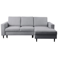 ECKSOFA in Struktur Hellgrau  - Hellgrau/Schwarz, Modern, Holz/Kunststoff (230/145cm) - MID.YOU