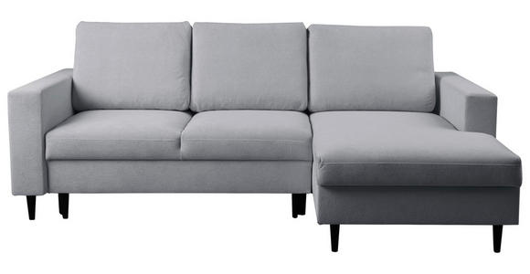 ECKSOFA  in Struktur Hellgrau  - Hellgrau/Schwarz, MODERN, Holz/Kunststoff (230/145cm) - Carryhome