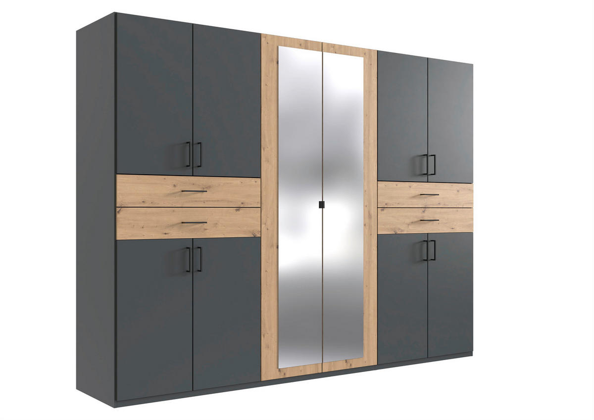 ORMAR ZA ODJEĆU     - boje grafita/hrast Artisan, Moderno, staklo/drvni materijal (270/208/58cm) - Hom`in
