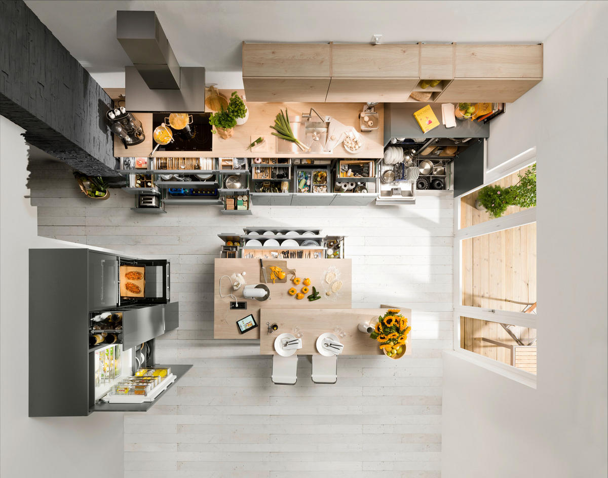 EINBAUKÜCHE LUX  - Eichefarben/Grau, Design, Holzwerkstoff - Nolte Küchen