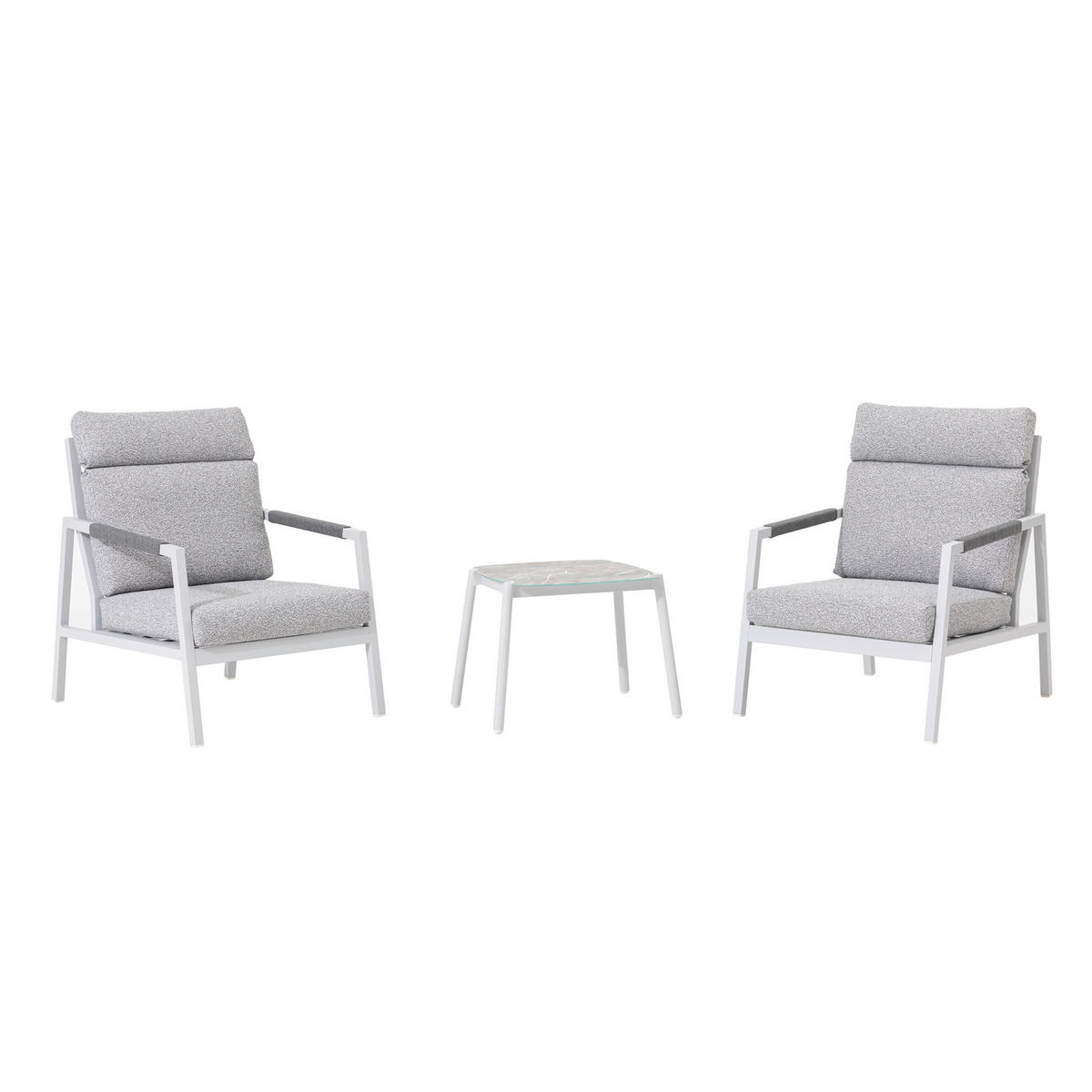 GARTENSET 3-teilig Aluminium 3-teilig  - Hellgrau, MODERN, Metall
