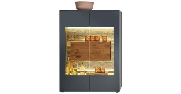 HIGHBOARD Anthrazit 107/148/44 cm - Eichefarben/Anthrazit, Natur, Glas/Holz (107/148/44cm) - Valnatura