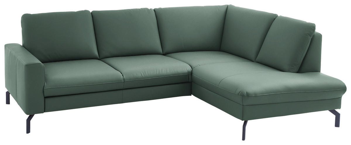 ECKSOFA in Echtleder Opal  - Opal/Schwarz, Design, Leder/Metall (250/194cm) - Beldomo Premium