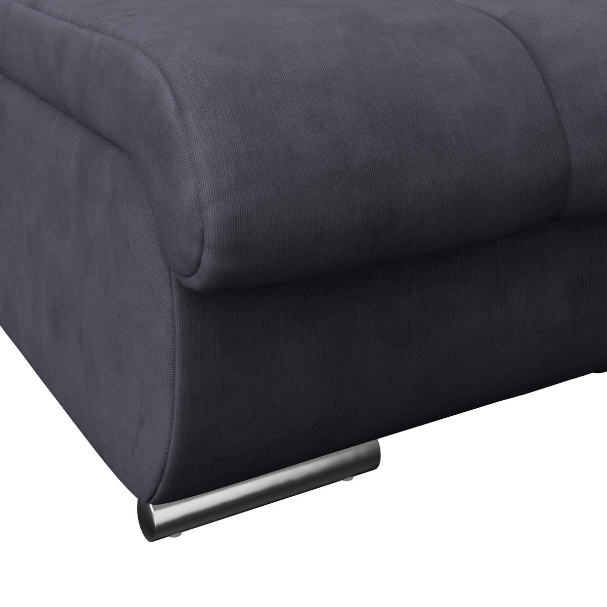 HOCKER Mikrofaser Dunkelblau  - Chromfarben/Dunkelblau, MODERN, Textil/Metall (100/43/80cm) - MID.YOU