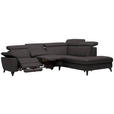 ECKSOFA in Echtleder Dunkelbraun  - Dunkelbraun/Schwarz, Design, Leder/Metall (285/239cm) - Cantus