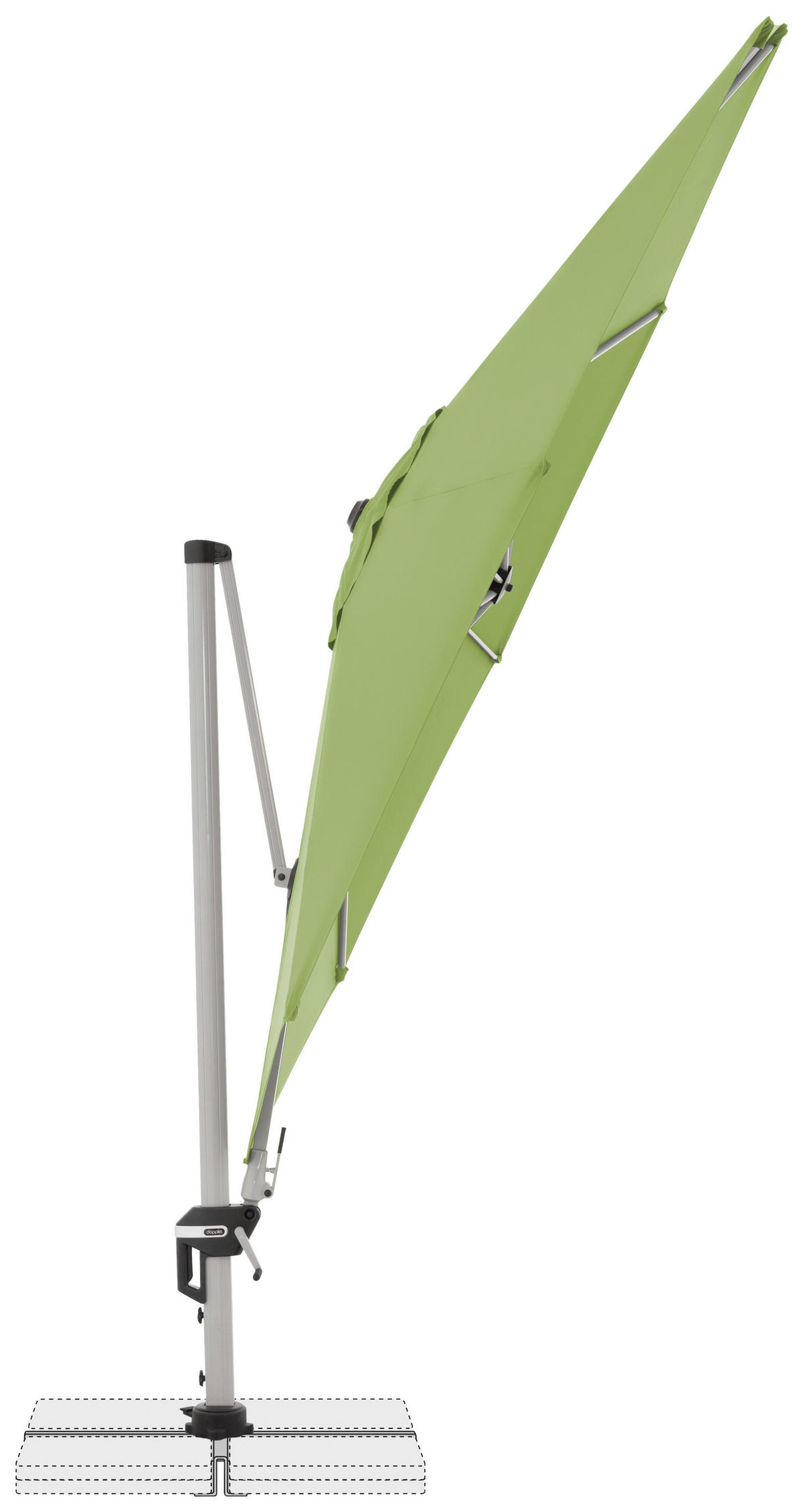 AMPELSCHIRM 370 cm Grün  - Silberfarben/Grün, Basics, Textil/Metall (370cm) - Doppler