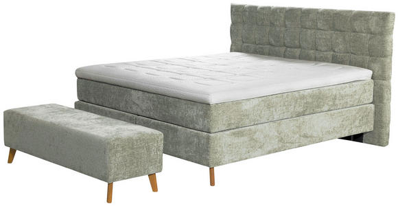 BOXSPRINGBETT 180/200 cm  in Hellgrün  - Eichefarben/Hellgrün, Design, Holz/Textil (180/200cm) - Esposa