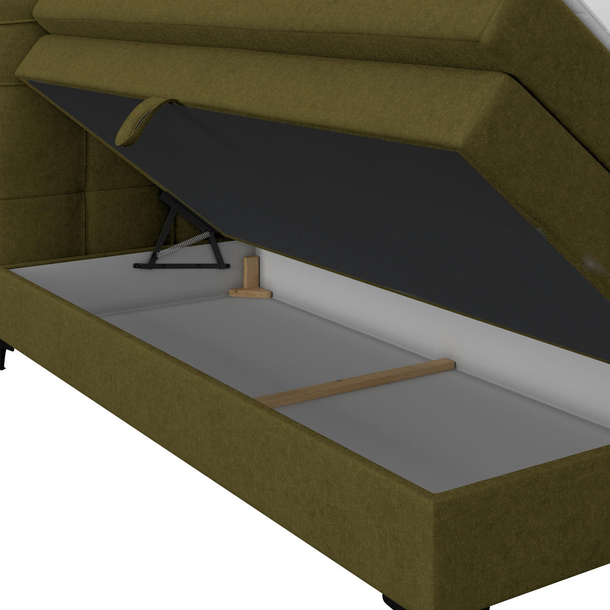 BOXSPRINGBETT 140/200 cm,  in Grün, H3 = fest  - Schwarz/Grün, KONVENTIONELL, Kunststoff/Textil (140/200cm)