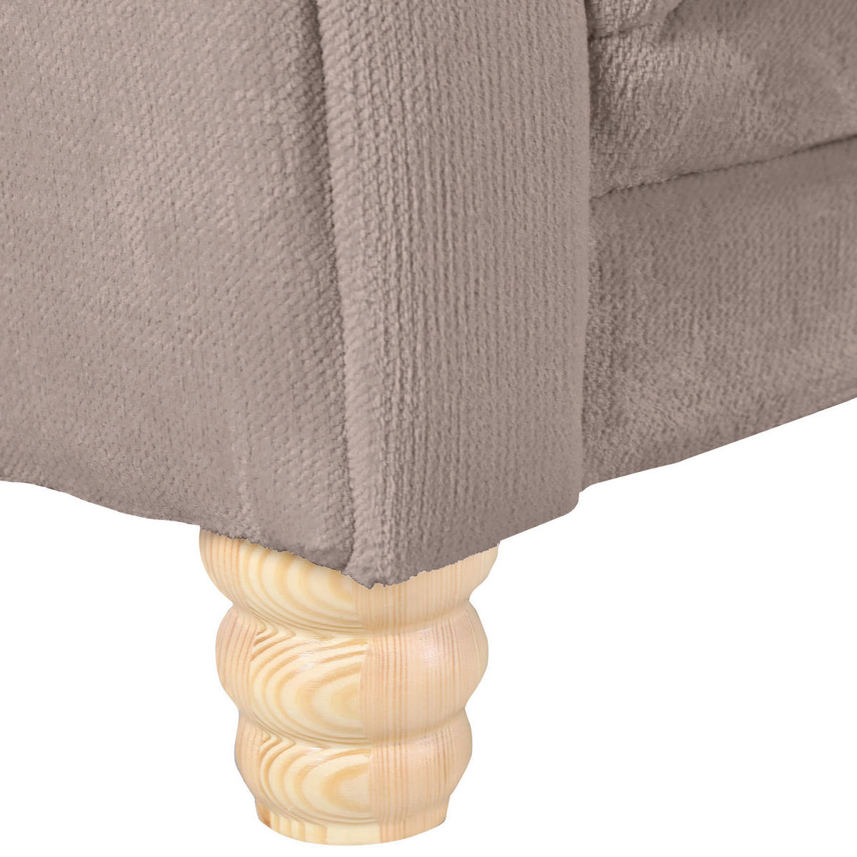 BIG SOFFA i plysch beige  - beige/furufärgad, Trend, trä/textil (273/85/110cm) - MID.YOU