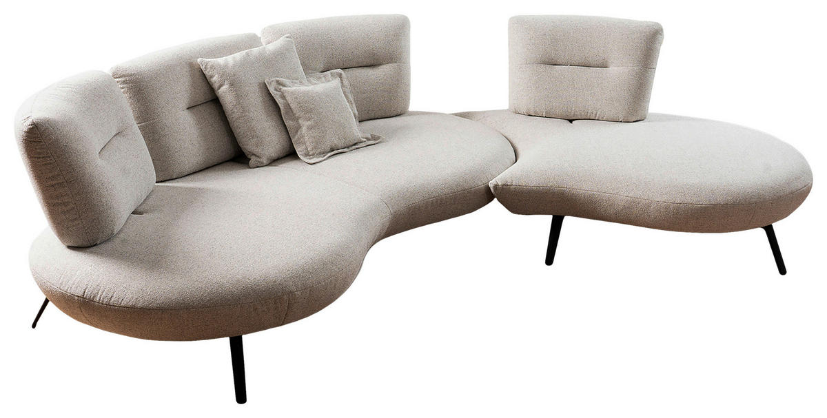 BIGSOFA Flachgewebe Beige  - Beige/Schwarz, Design, Textil/Metall (456/93/138cm) - Moderano