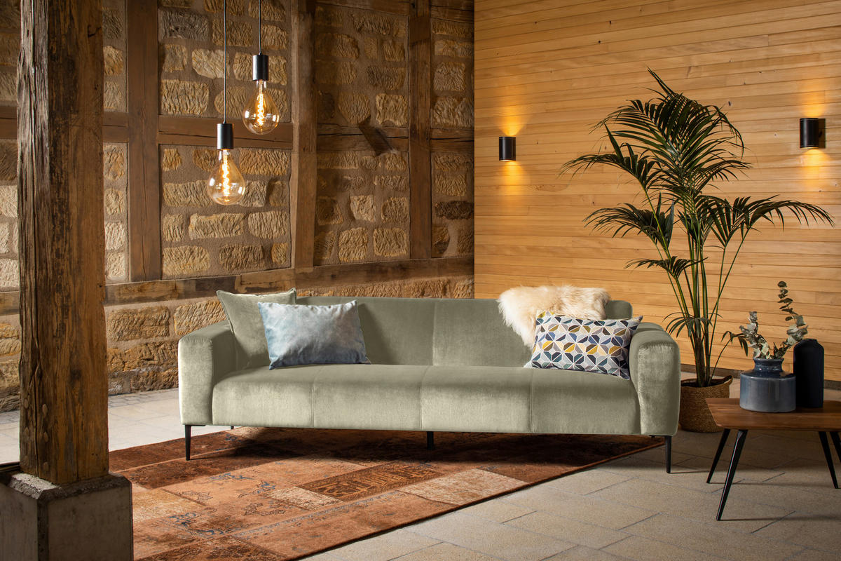 TROJMIESTNA POHOVKA, textil, prírodná farba - čierna/prírodná farba, Modern, kov/textil (250/76/86cm) - W.Schillig