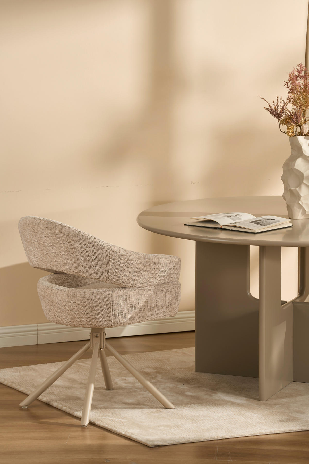 ESSTISCH 140/140/75 cm Nachbildung  Holzwerkstoff rund Greige  - Greige, MODERN, Holzwerkstoff (140/140/75cm) - Livetastic