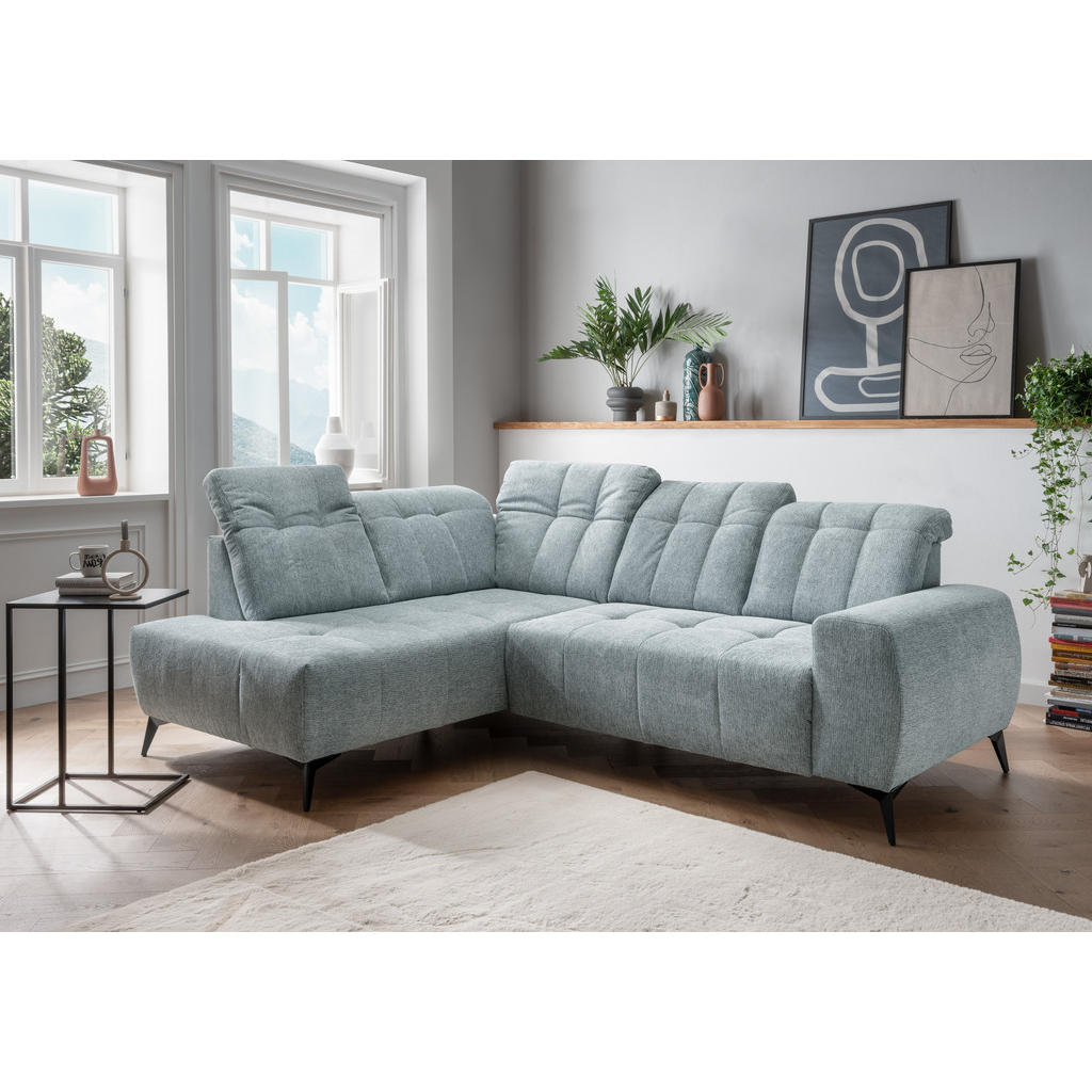 Thumbnail - Livetastic Ecksofa, Mintgrün, Textil, Uni, 4-Sitzer, Ottomane links, L-Form, 261x200 cm, Made in EU, Typenauswahl, Stoff...