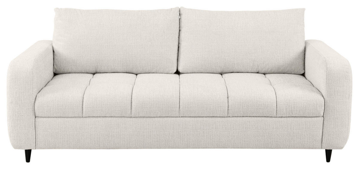 2,5-SITZER Flachgewebe Perlmutt  - Perlmutt/Schwarz, Design, Holz/Textil (209/88/101cm) - Lomoco