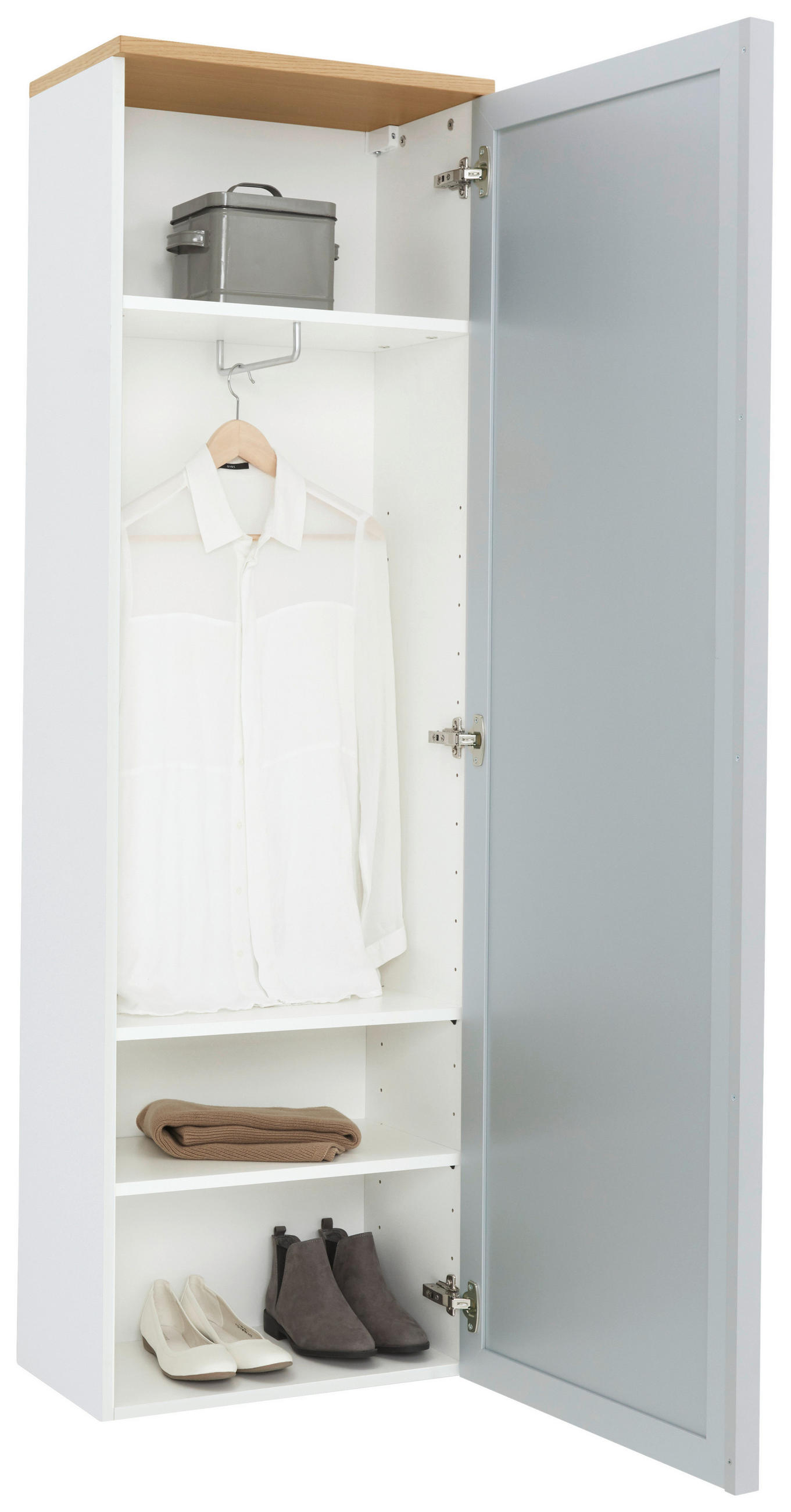 GARDEROBENSCHRANK 54/170/31 cm  - Eichefarben/Silberfarben, Design, Glas/Holz (54/170/31cm)