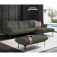 ECKSOFA Florenz in Echtleder Graubraun  - Graubraun/Schwarz, Design, Leder/Metall (319/182cm) - Valnatura
