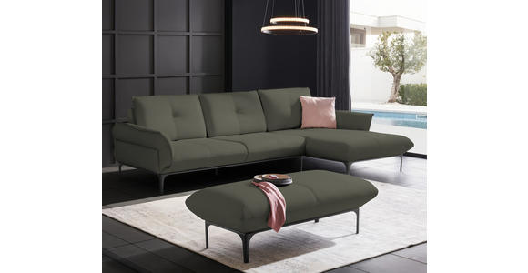 ECKSOFA Florenz in Echtleder Graubraun  - Graubraun/Schwarz, Design, Leder/Metall (319/182cm) - Valnatura