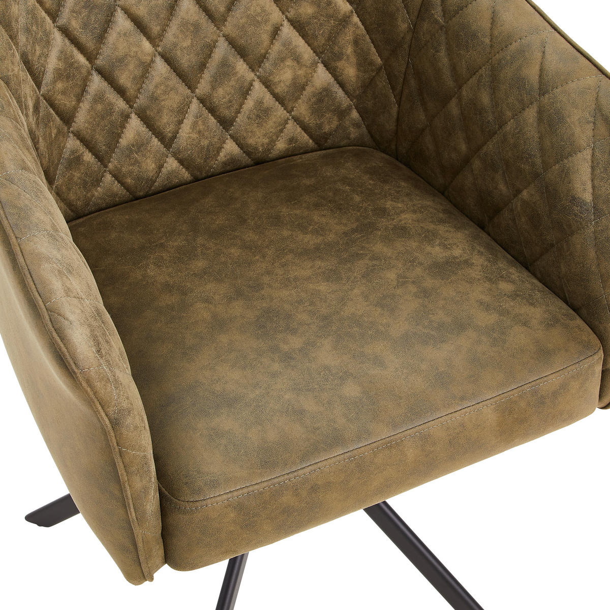 ARMLEHNSTUHL  in Eisen Mikrofaser  - Schwarz/Olivgrün, MODERN, Holz/Textil (61/91/58cm) - Livetastic