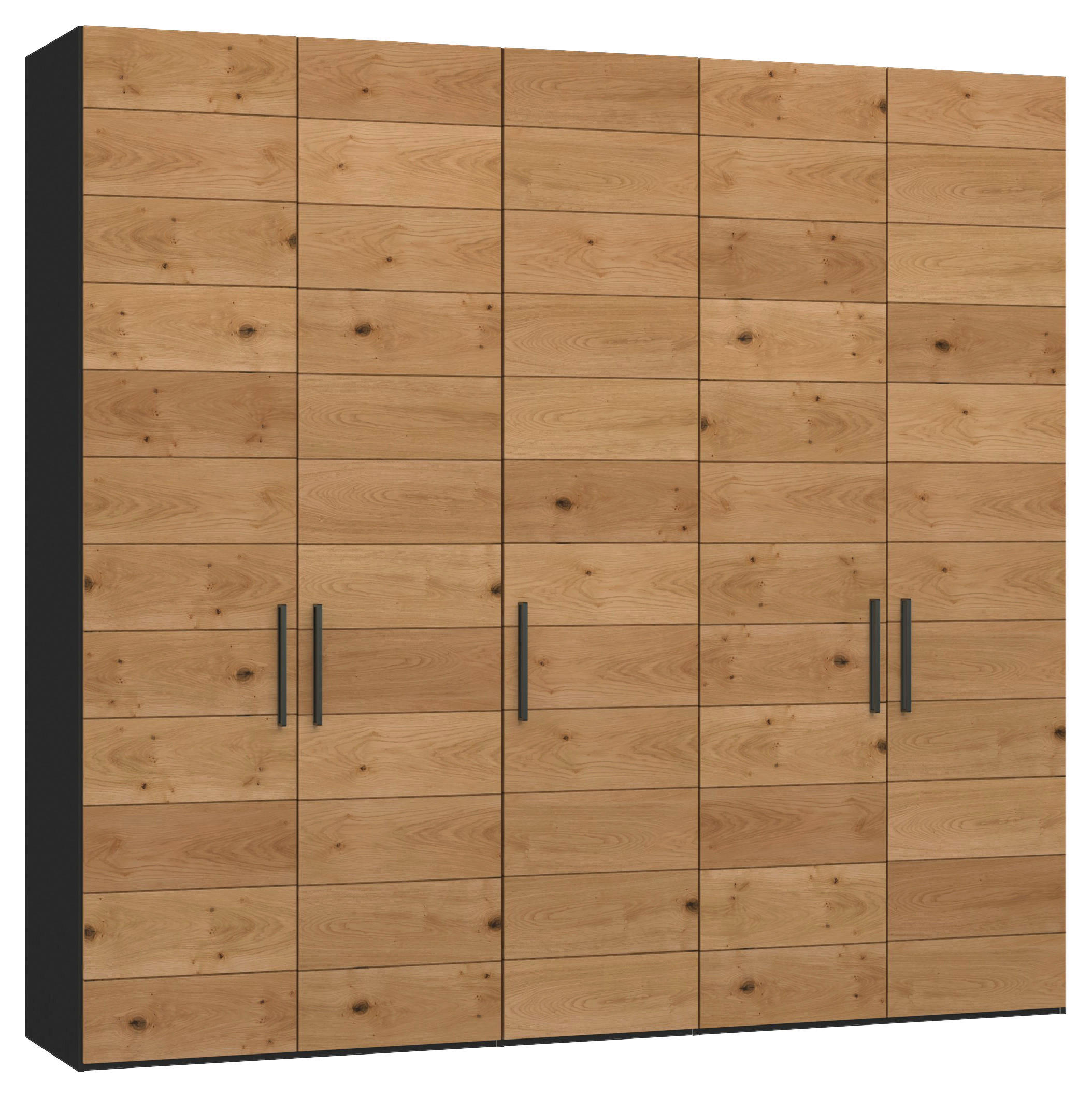 DREHTÜRENSCHRANK 253/220/59 cm,  in Schwarz, Wildeiche, 5-türig  - Wildeiche/Titanfarben, Design, Holz/Holzwerkstoff (253/220/59cm) - Jutzler