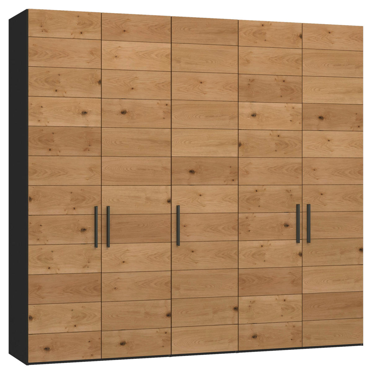 DREHTÜRENSCHRANK 253/220/59 cm,  in Schwarz, Wildeiche, 5-türig  - Wildeiche/Titanfarben, Design, Holz/Holzwerkstoff (253/220/59cm) - Jutzler