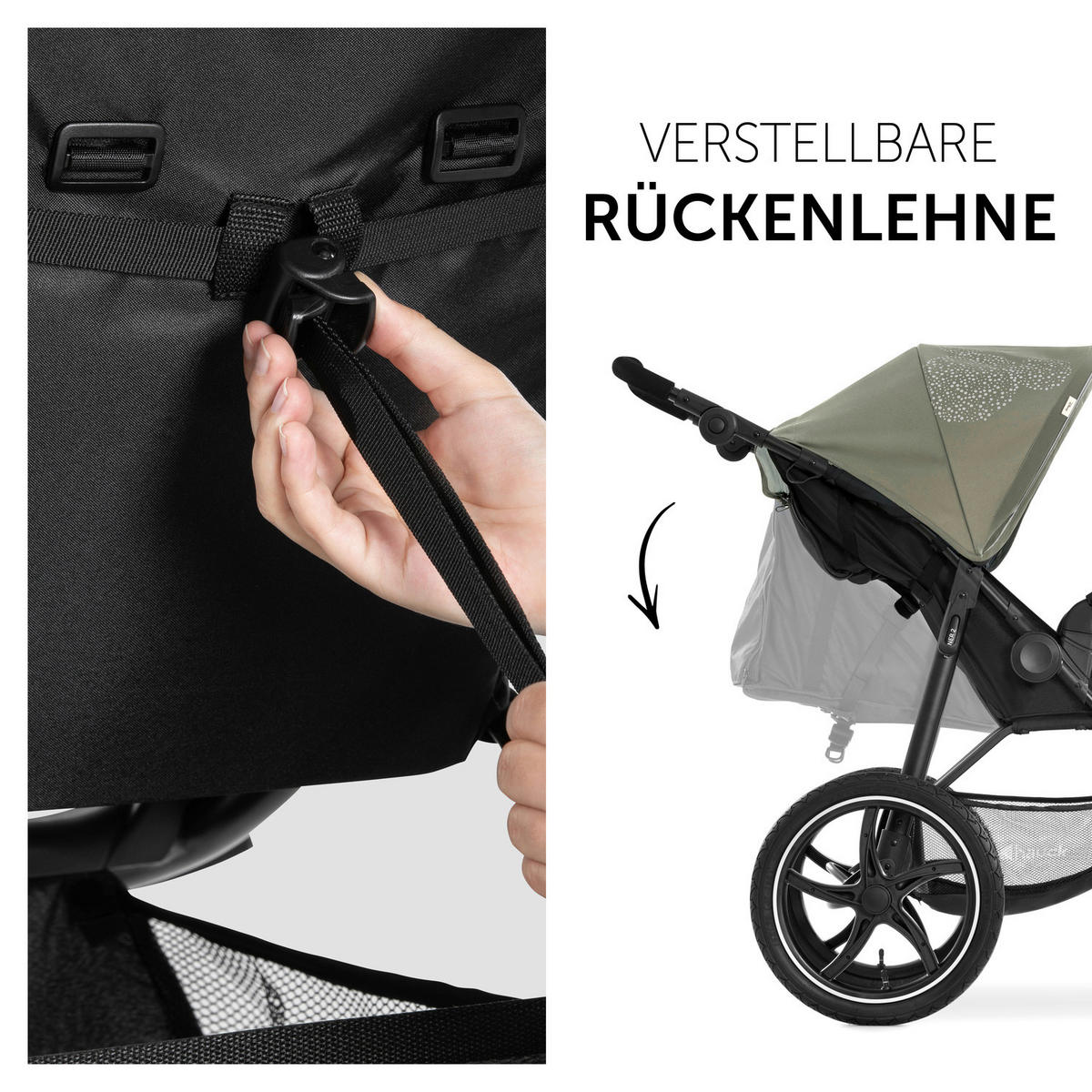 JOGGER MICKEY & MINNIE  - Schwarz/Olivgrün, Basics, Kunststoff/Metall (123/59/108cm) - Hauck