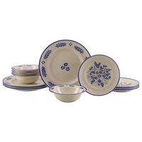 TAFELSERVICE Blau, Weiß Rondo Cottage 12-teilig 4 Personen  - Blau/Weiß, Basics, Keramik - Creatable