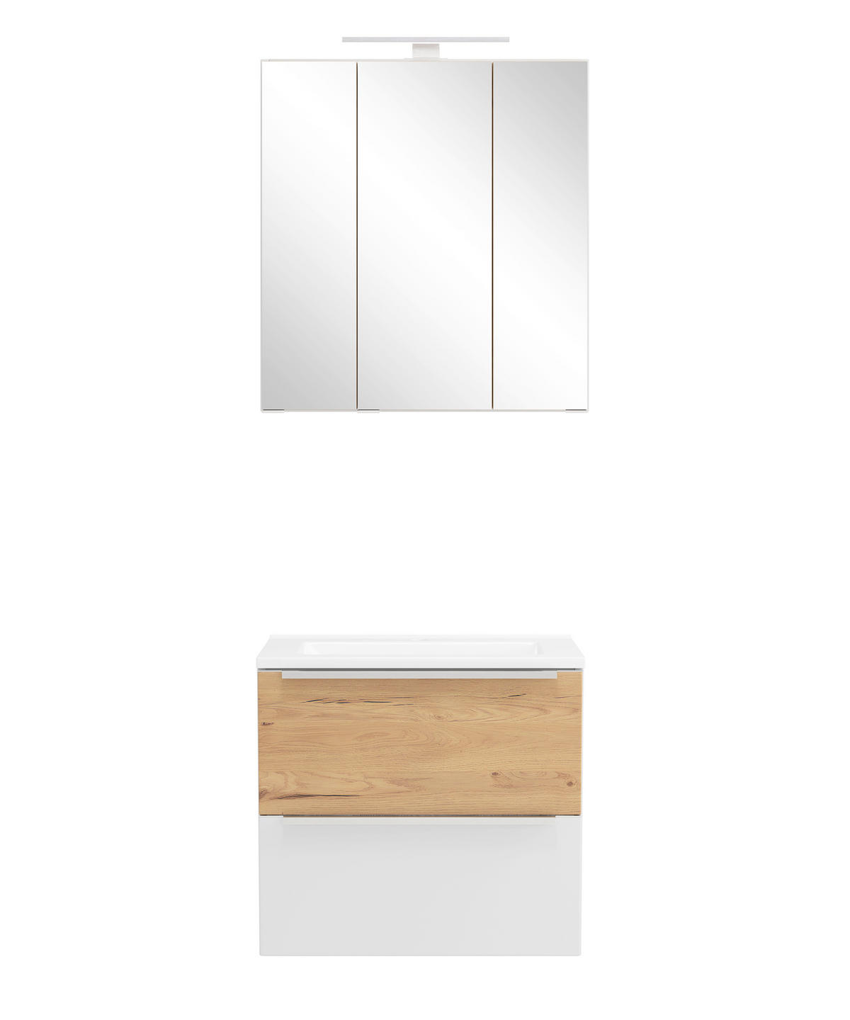 BADEZIMMER 2-teilig  in 60 cm  - Wildeiche/Edelstahlfarben, Trend, Glas/Holzwerkstoff (60cm) - Held