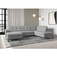 WOHNLANDSCHAFT Grau Flachgewebe  - Schwarz/Grau, MODERN, Textil/Metall (164/319/212cm) - Sit & More