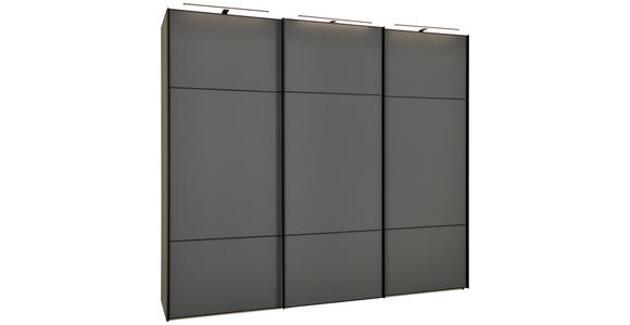 SCHWEBETÜRENSCHRANK in Grau - Schwarz/Grau, Design, Glas/Holzwerkstoff (249/222cm) - Moderano