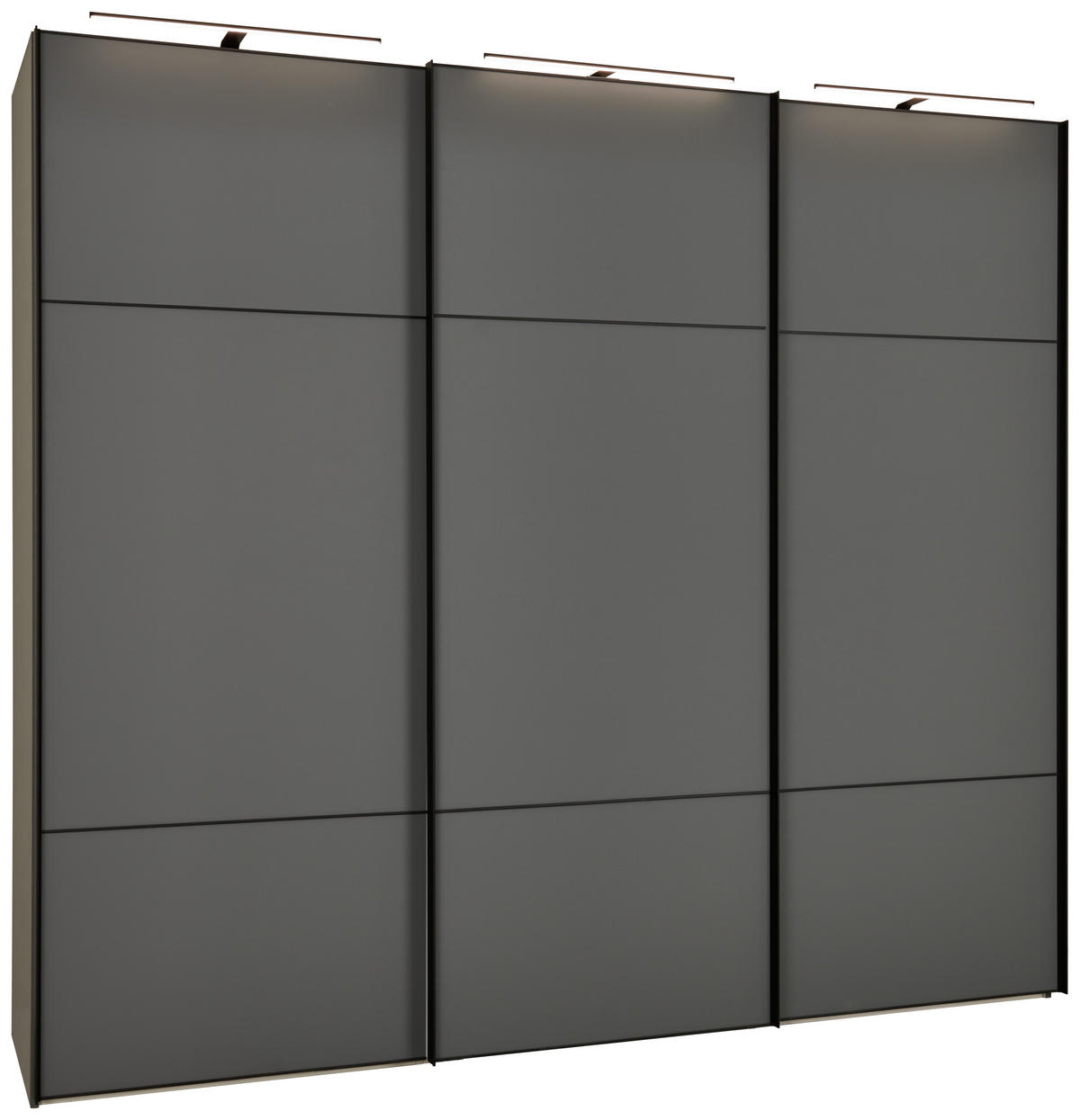 SCHWEBETÜRENSCHRANK 3-türig  - Schwarz/Grau, Design, Glas/Holzwerkstoff (249/222cm) - Moderano