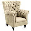 OHRENSESSEL in Velours Beige  - Beige/Schwarz, Design, Holz/Textil (96/112/86cm) - MID.YOU