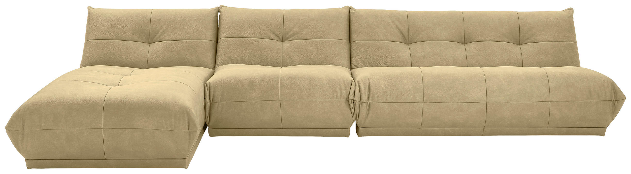 ECKSOFA Beige Lederlook  - Beige, Trend, Textil (185/390cm) - Livetastic