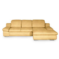 ECKSOFA 286/165 cm  in Chenille Gelb Rücken echt, Armteilverstellung, Kopfteilverstellung, Kopfstütze  286/165 cm  - Chromfarben/Gelb, Design, Textil/Metall (286/165cm) - Livetastic